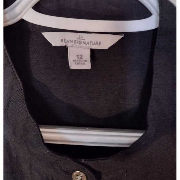 Collarless LL Bean‎ Signature Collection Women's Size 12 Black Button Up Shirt - Picture 2 of 8